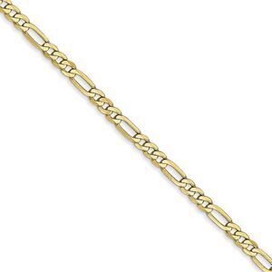 2.75mm 10k Yellow Gold Flat Figaro Chain Necklace, 18 Inch